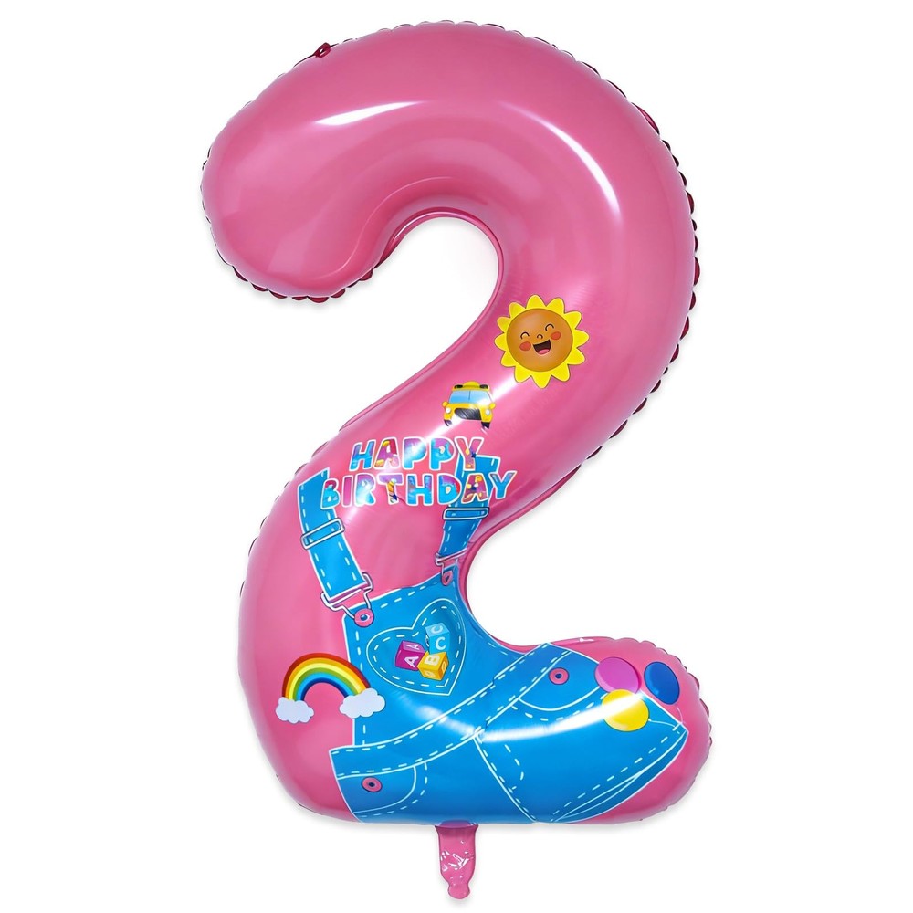 English Teacher Birthday Decorations 40» Pink Rainbow Number 2 Balloon for 2…