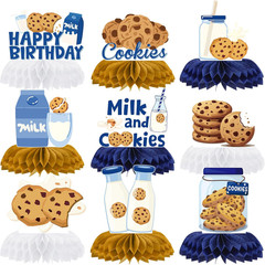 Milk Cookies Birthday Decorations – 9 Pcs Milk and Cookie 1St Birthday Honeycomb