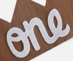 First Birthday Crown – Woodgrain Rustic Theme-soft-Gender Neutral -3.5 Inch Tall