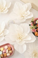 Elegant 5-Piece 3D White Paper Flowers Set for Weddings & Nursery Decor