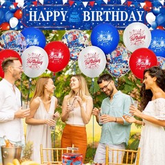 Red White and Blue Birthday Decorations 24Pcs Blue Red White Birthday Balloon…
