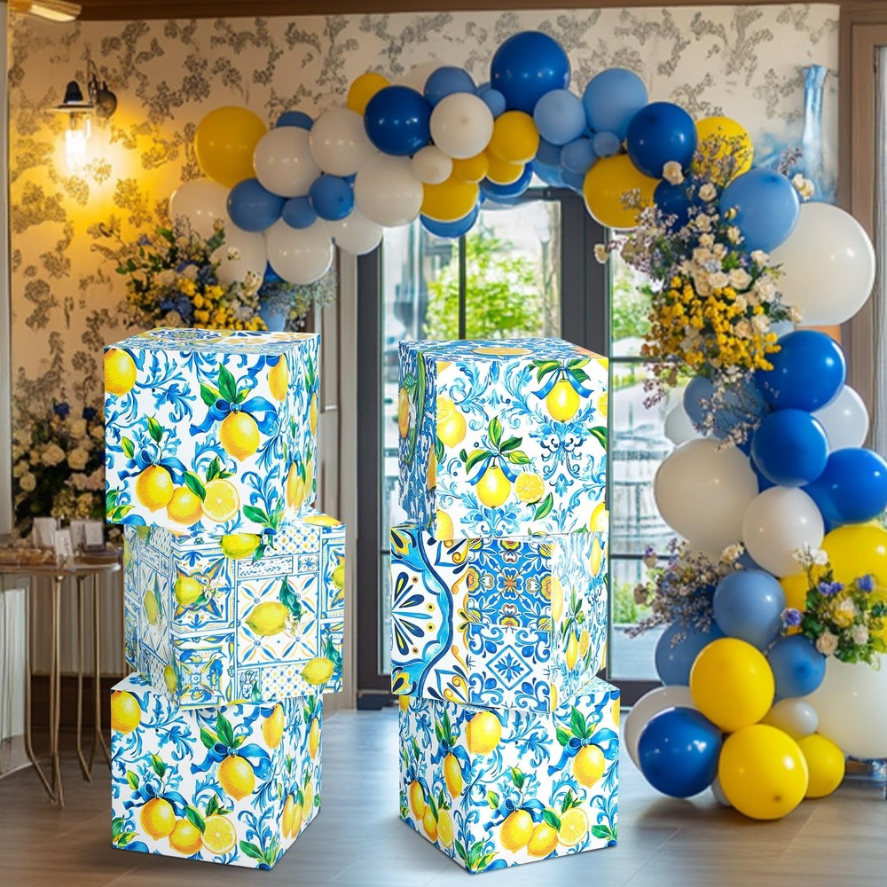 Hushee 6 Pcs Large Capri Lemon Party Decorations Boxes 12 Inch Amalfi Coast