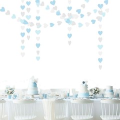 Blue White Silver Party Decorations – 52Ft Heart Paper Garland Decoration Chr…