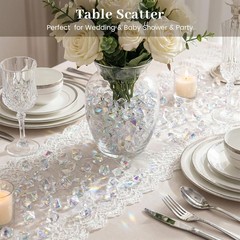 180PCS Iridescent Fake Ice Rocks Clear Acrylic Fake Ice & Plastic Gems Vases