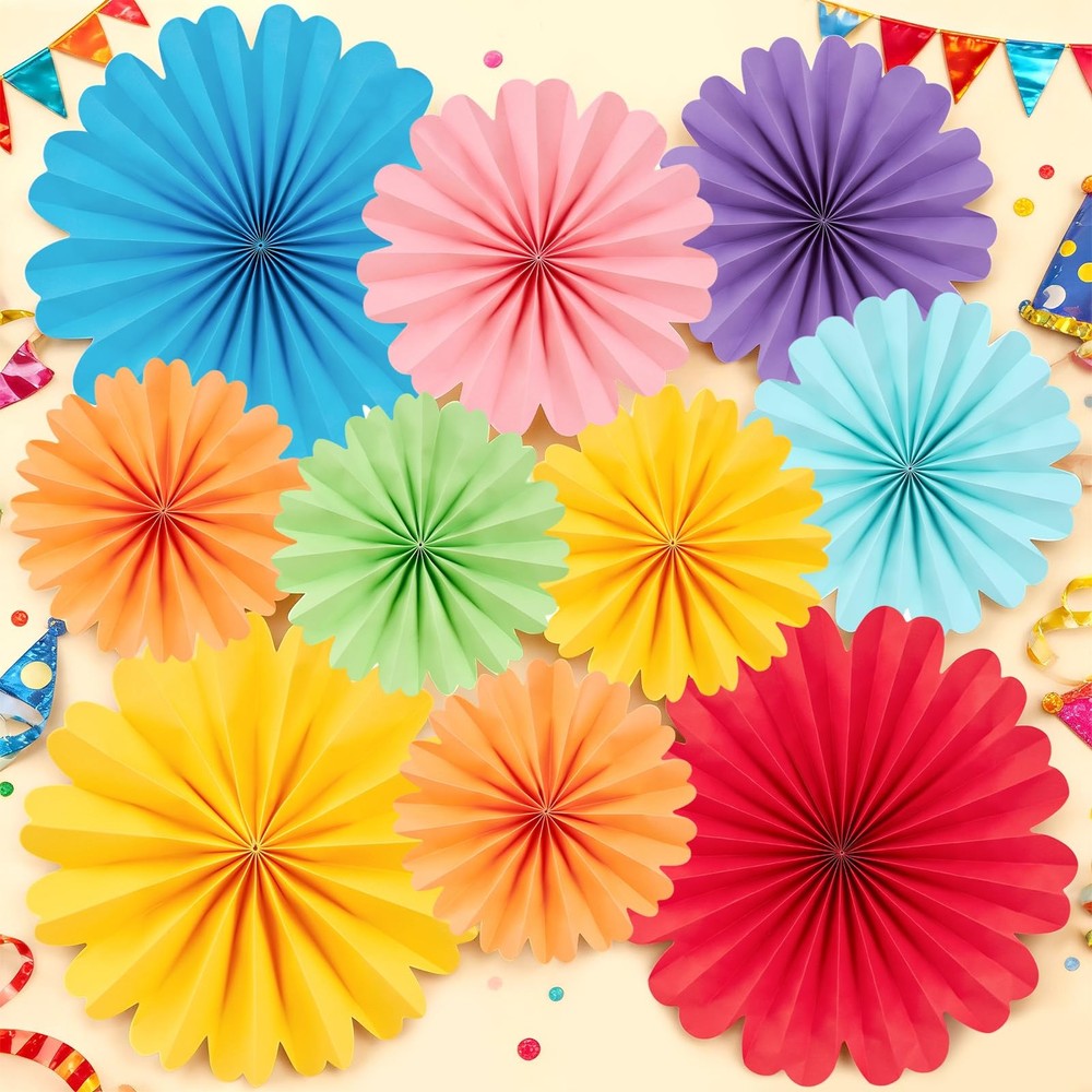 Paper Flowers Decorations Wall Fans Fiesta Mexican Groovy Room Decor 10 PCS