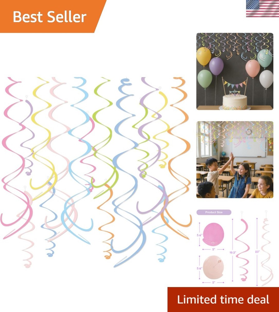 48PCS Pastel Paper Swirl Decorations Hanging Ceiling Streamers for Birthday, …
