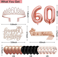 60Th Birthday Decorations for Women,32Pcs Back in 1966 Birthday Party Decoration