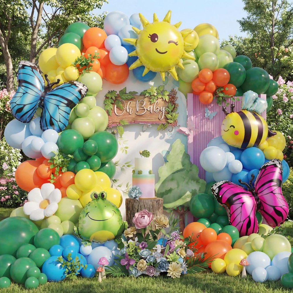 Spring Balloon Arch Kit 156PCS Green Balloon Garland with Daisy Flower, Bee a…
