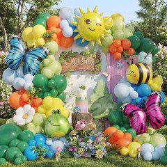 Spring Balloon Arch Kit 156PCS Green Balloon Garland with Daisy Flower, Bee a…
