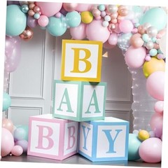 4 Pcs Baby Boxes with Letters for Baby Shower Party Rainbow Box Decor Candy