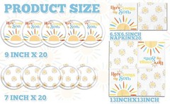 Here Comes The Son Baby Shower Decorations, Sunshine Plates and Napkins