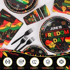 Juneteenth Party Decorations & Supplies Set – Tableware, Banner & More for 24 Gu