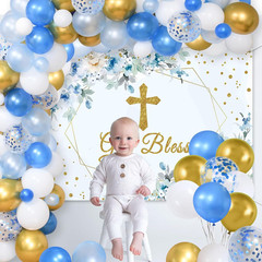 Winrayk Baptism Decorations for Boys Mi Bautizo First Communion Decorations, Blu