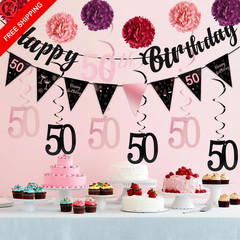 FASOTY 50th Birthday Decorations for Women Rose Gold 50th,