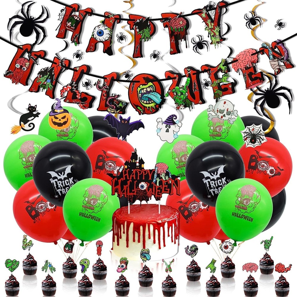 Halloween Party Decorations, Halloween Themed Party Supplies Banner Balloons