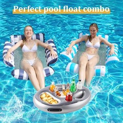 New Best 4 Pack Inflatable Pool Floats Adult Float Rafts Water Hammock with Cup