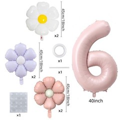 Daisy 6th Party Decorations Balloon,40inch Pink Number Balloon 6，Daisy Party …