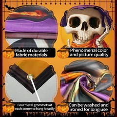 Halloween Window Cover Decorations 2 Pcs, Fabric Spooky Cute Black and Orange