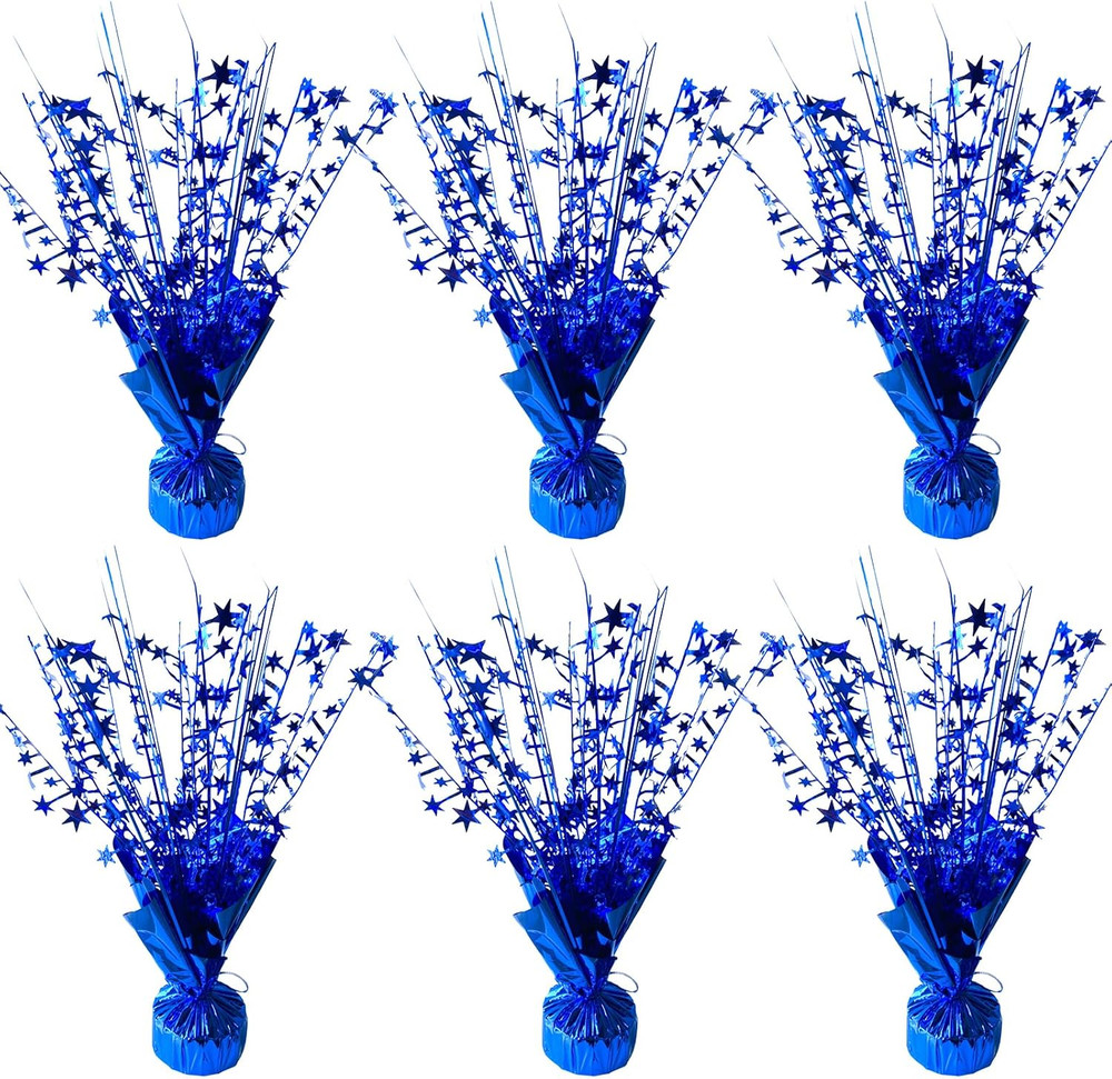 FUBININA 6 Pack Metallic Foil Spray Centerpiece Star Table Decoration Burst Glit