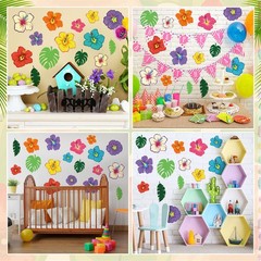 200 PCS Hawaiian Flower Bulletin Board Cutout Tropical Leaf Decoration Craft