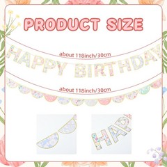 2 Pcs 9.84 ft Floral Happy Banner English Happy Banner Garden Vintage Decorat…