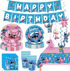 Vibrant 88PCS Stitch Birthday Decorations: Fun Plates, Cups & Swirls Included