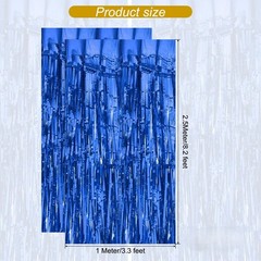 Backdrop Tinsel Curtains Foil Fringe Bluex 4