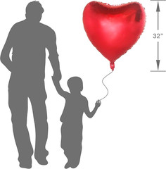 32Inch Red Heart Balloons TWO Pack THEPARTYBALLOON Shiny Foil Wedding Decoration