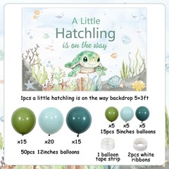 Sea Turtle Baby Shower Decoration Boy, A Little Hatchling is on The Way Backd…