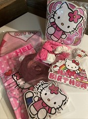 Hello Kitty Party Decor Set Table cover Back Drop Cake & Cupcake Toppers &&