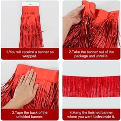 Versatile 30 Feet Red Tinsel Streamers for Weddings, Parties, and Holidays