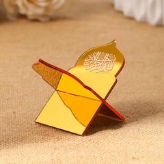 Gold Acrylic Stand Eid Mubarak Dessert Holder Ramadan Table Decor Islamic 5pcs