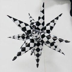 3 * 12 Pcs Black White Checkered Explosion Pointed Star Foil Balloons/Tallade…