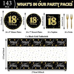 143 Pcs 18th Birthday Party Supplies Set for 24 Guests 18th Birthday Plates B…