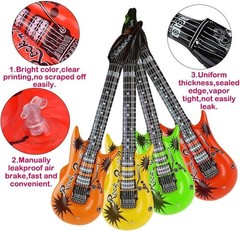 12-Pack Inflatable Blow-up Electric Guitars Assorted Colors 35in Birthday Party