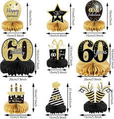 9 Pieces 60Th Birthday Decoration 60 Th Birthday Centerpieces for Tables Decorat