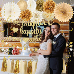 Engagement Party Decorations, Gold Glitter Love Laughter & Happily Ever after Ba