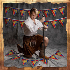 6 Pcs 72 Ft Medieval Fantasy Pennant Banner with Lion Design Medieval Party Deco