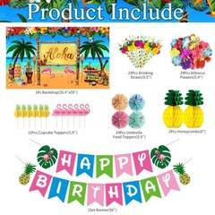 Tropical Luau Birthday Party Supplies – 169 Pcs Hawaiian Decorations, Balloon Ar