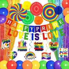 34PCS Pride Decorations Rainbow Party Set for Office – Pride Month Love Is Love