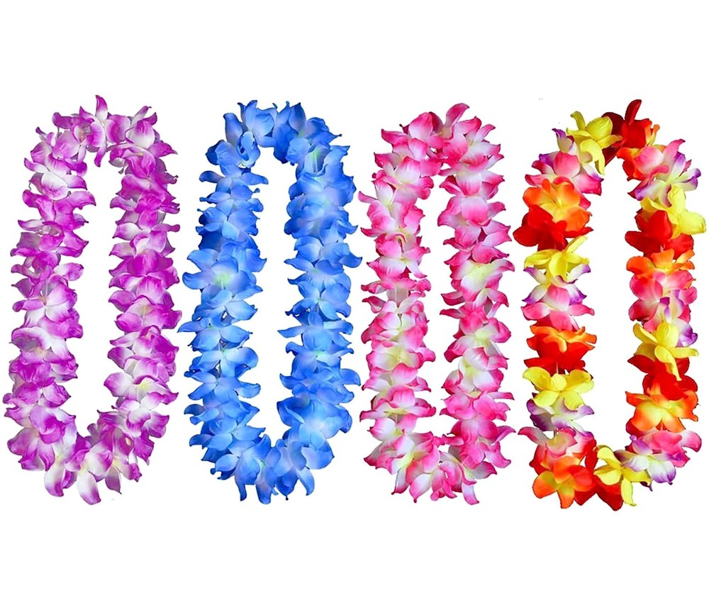 4 Pcs Thicken 41 Inch Hawaiian Leis, 4 Color Lei For Graduation Party,
