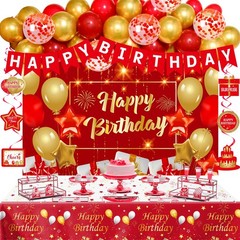 Red and Gold Decorations for Men Girls Boys, Red and Gold Party Decorations H…