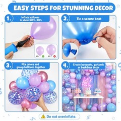 Pink and Blue Balloon, 50Pcs 12 Inch Pastel Pink Blue Purple Confetti, Royal …