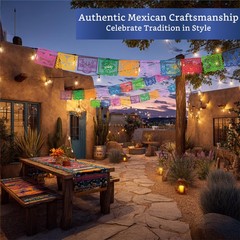 Mexican Party Banners (5 Pack with 10 Plastic Flags per Banner) – Papel Picad…