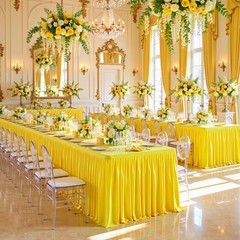 Party Talk 1 Pack Yellow Rectangle Table Clothes for 6 Foot Tables, Polyester Wr