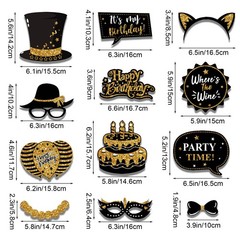 38PCS Birthday Photo Booth Props – Happy Birthday Graduation Wedding Party Fa…