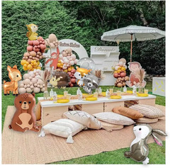 7PCS Forest Animal Balloons – Jumbo Bunny Squirrel Hedgehog Raccoon for Woodlan