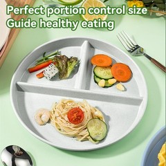 round portion control plate 9 inches, Black, gray, light beige, dark green