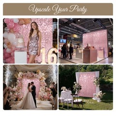 12 Pcs Pink Shimmer Wall Backdrop Panels Square Sequin Party Decoration 3×4 Ft