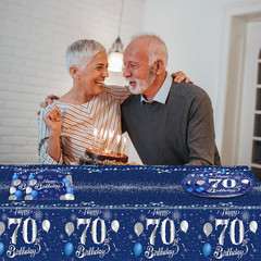 Blue 70Th Birthday Decorations for Men Navy Blue Silver Happy 70Th Birthday Tabl